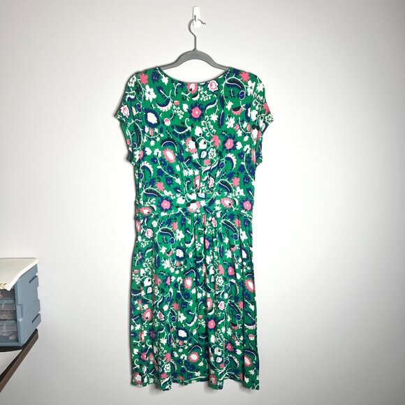 Boden Amelie Jersey Dress Bunched Waist Fit & Flare Dress Colorful Preppy Sz 12R - Picture 6 of 6